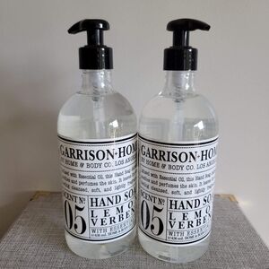 New 2 Bottles Garrison Home Verbena Hand Soap Sanitizer Cleanser 21.5 FL. OZ.